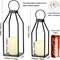 Modern Farmhouse Lantern Decor, 15'' 13'' Set of 2 Black Metal Lanterns, 2 LED 6hr Timer Flickering Flameless Candles, Lanterns Decorative for Outdoor Decor